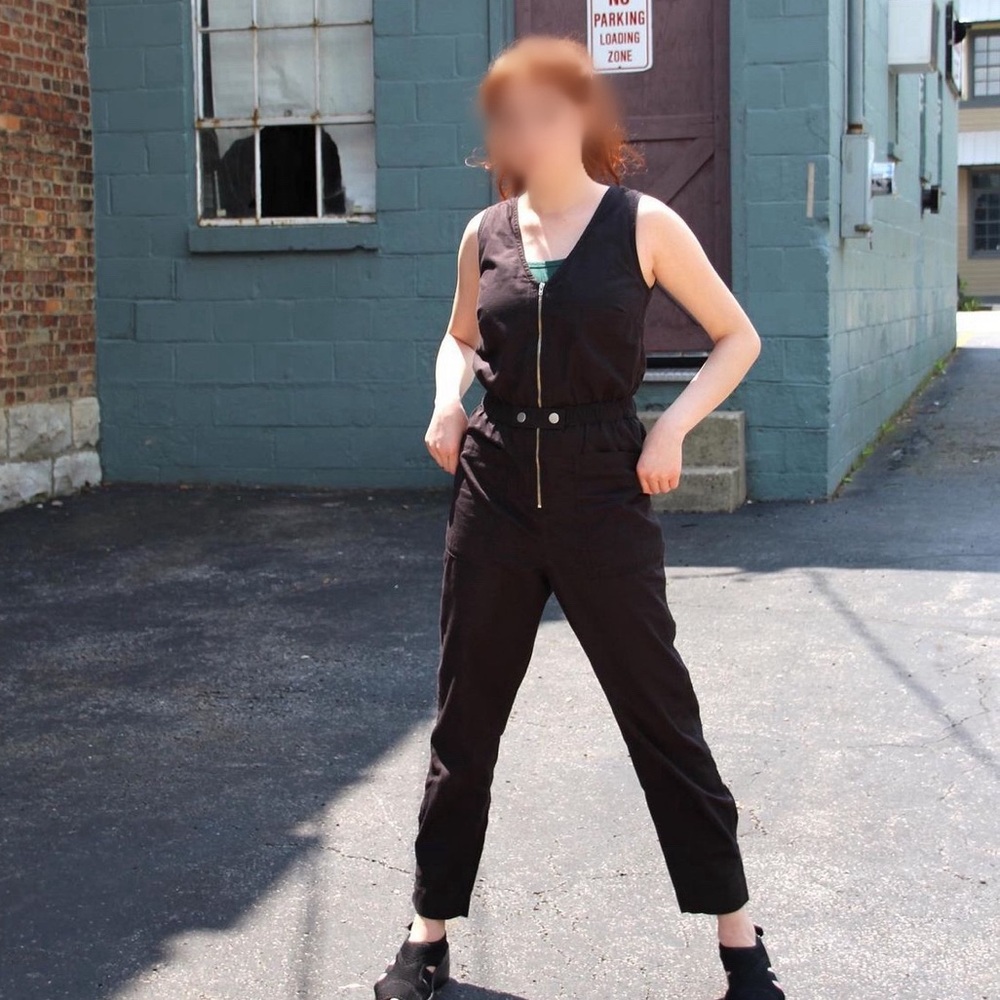 GAP Black Sleeveless Zip-up Jumpsuit